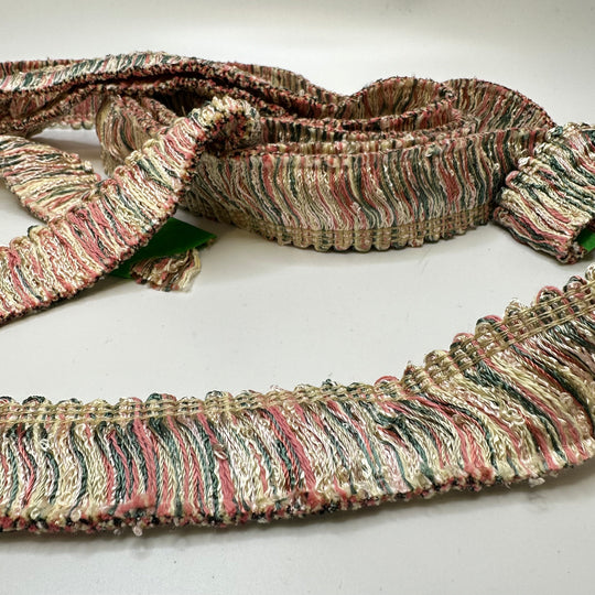 1" (25mm)   Fringe Trim - Pink Cream Green - 2M Bundle