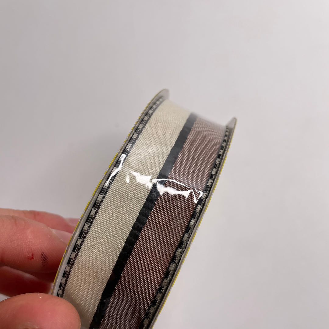 1" (25mm)   Ribbon Trim - Brown/Cream - 2.75M Bundle