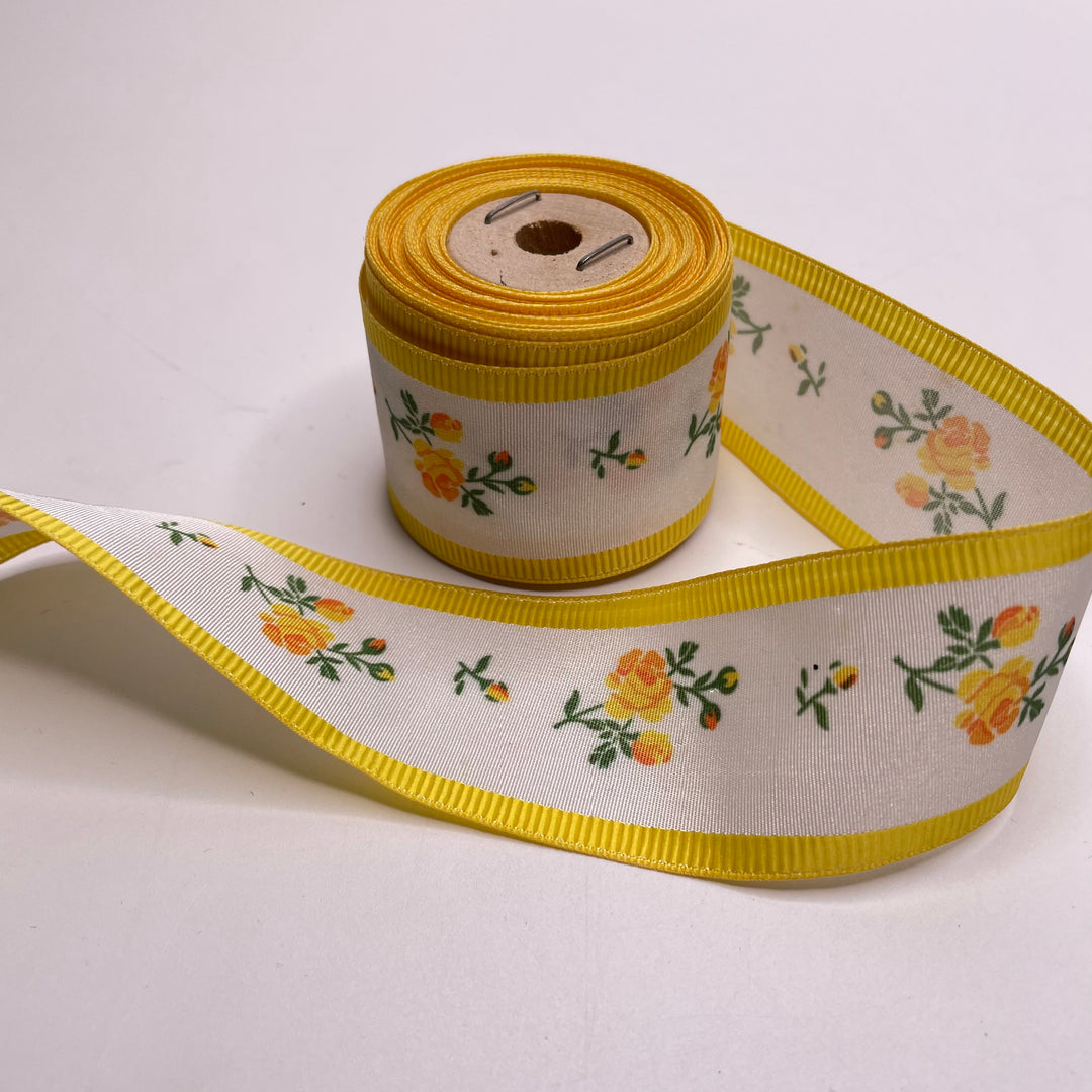 1 ½" (38mm)   Ribbon Trim - Yellow/White - 6M Bundle