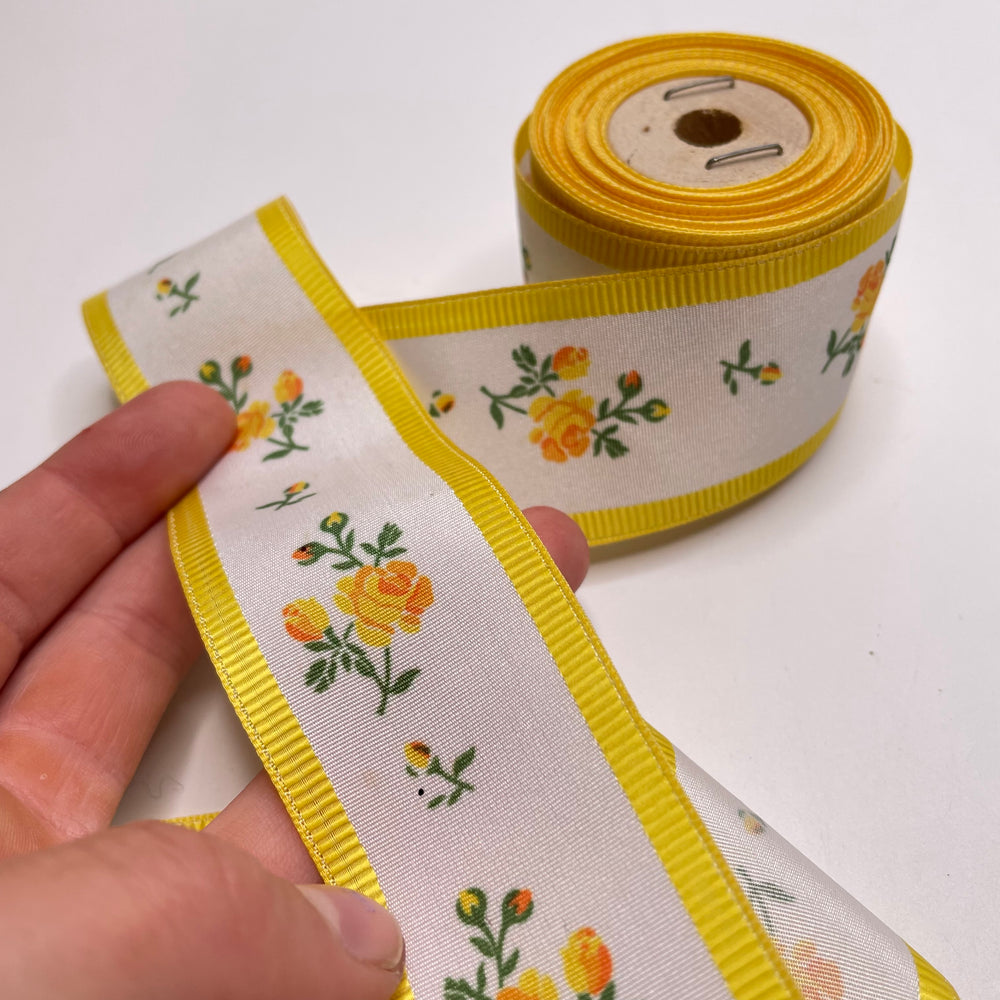1 ½" (38mm)   Ribbon Trim - Yellow/White - 6M Bundle