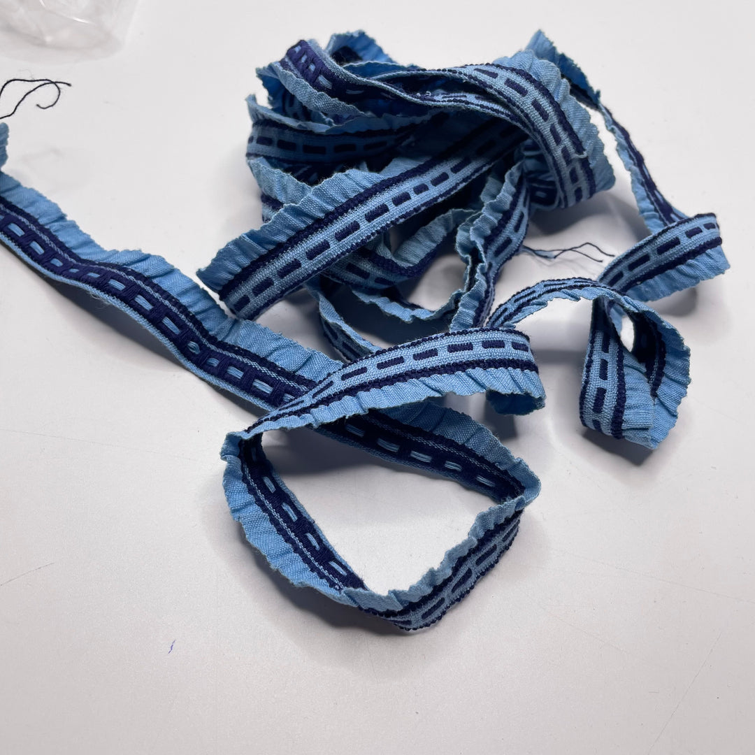 ¾" (19mm)  Ruffled  Tape Trim - Blue/Navy - 2.2M Bundle
