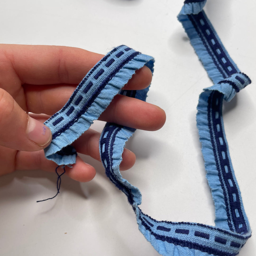 ¾" (19mm)  Ruffled  Tape Trim - Blue/Navy - 2.2M Bundle