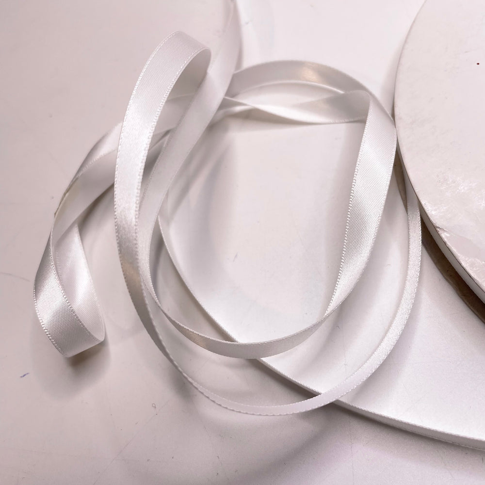 ⅜" (10mm)  Satin Ribbon Trim - White - 1M