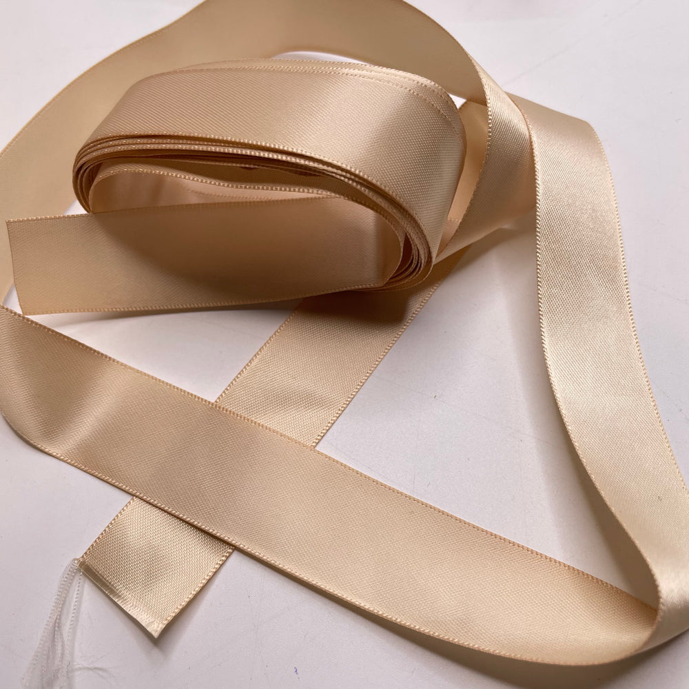 1" (25mm)  Satin Ribbon Trim - Light Beige - 4.4M Bundle