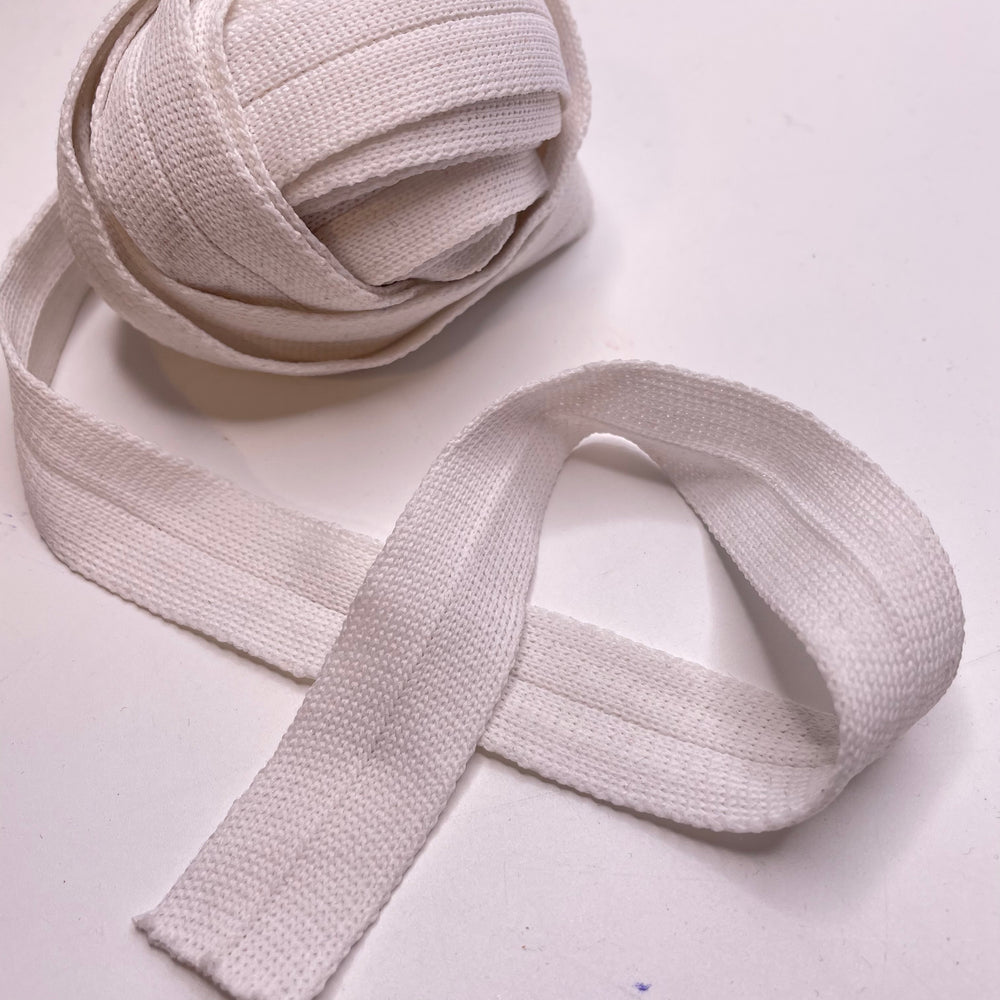 1" (25mm) Fold Over  Tape Trim - White - 5.5M Bundle