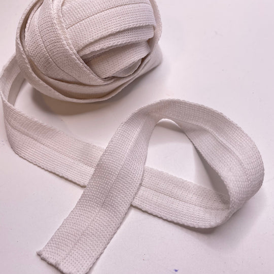 1" (25mm) Fold Over  Tape Trim - White - 5.5M Bundle
