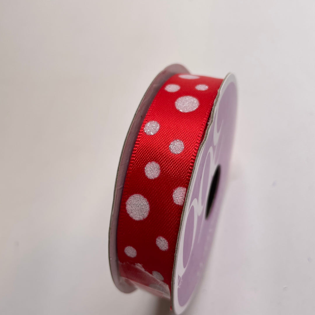 ⅝" (16mm)  Satin Ribbon Trim - Red/White - 5M Bundle