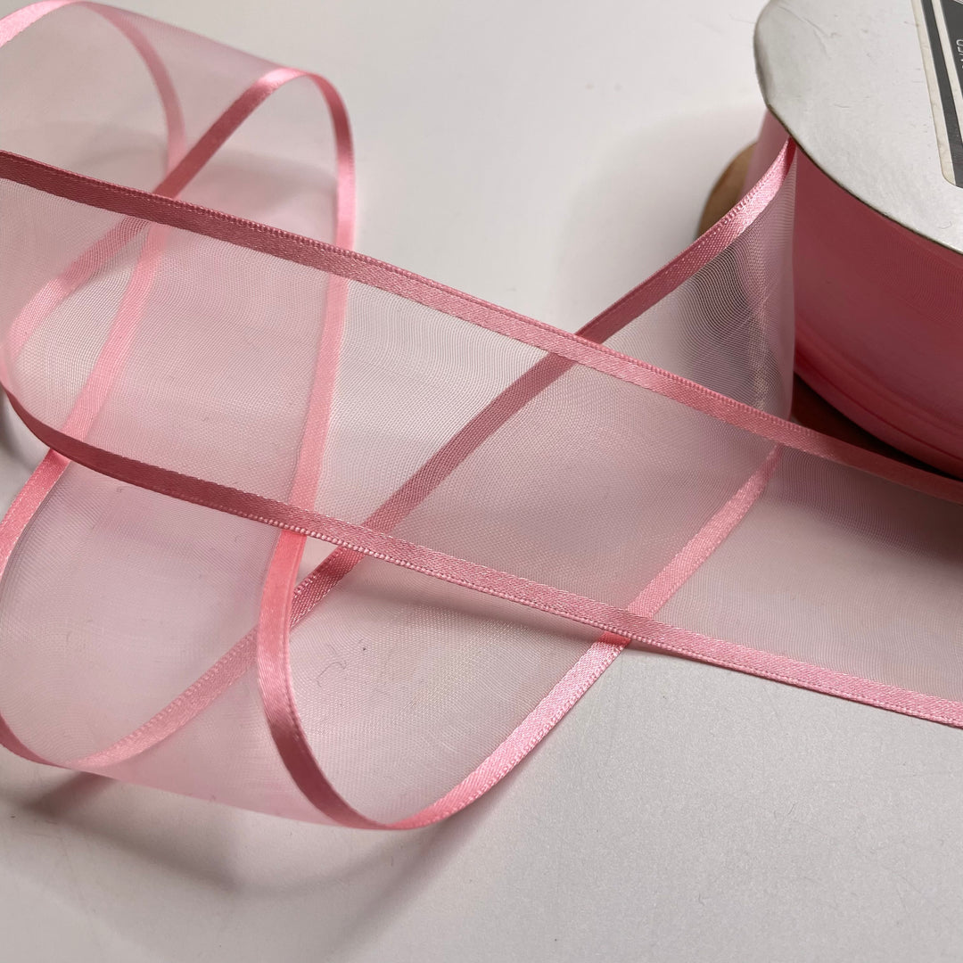 1 ½" (38mm) Chiffon  Ribbon Trim - Pink - 1M