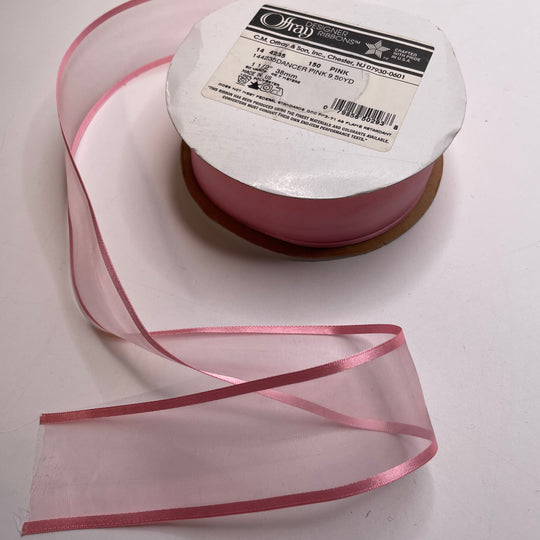 1 ½" (38mm) Chiffon  Ribbon Trim - Pink - 1M
