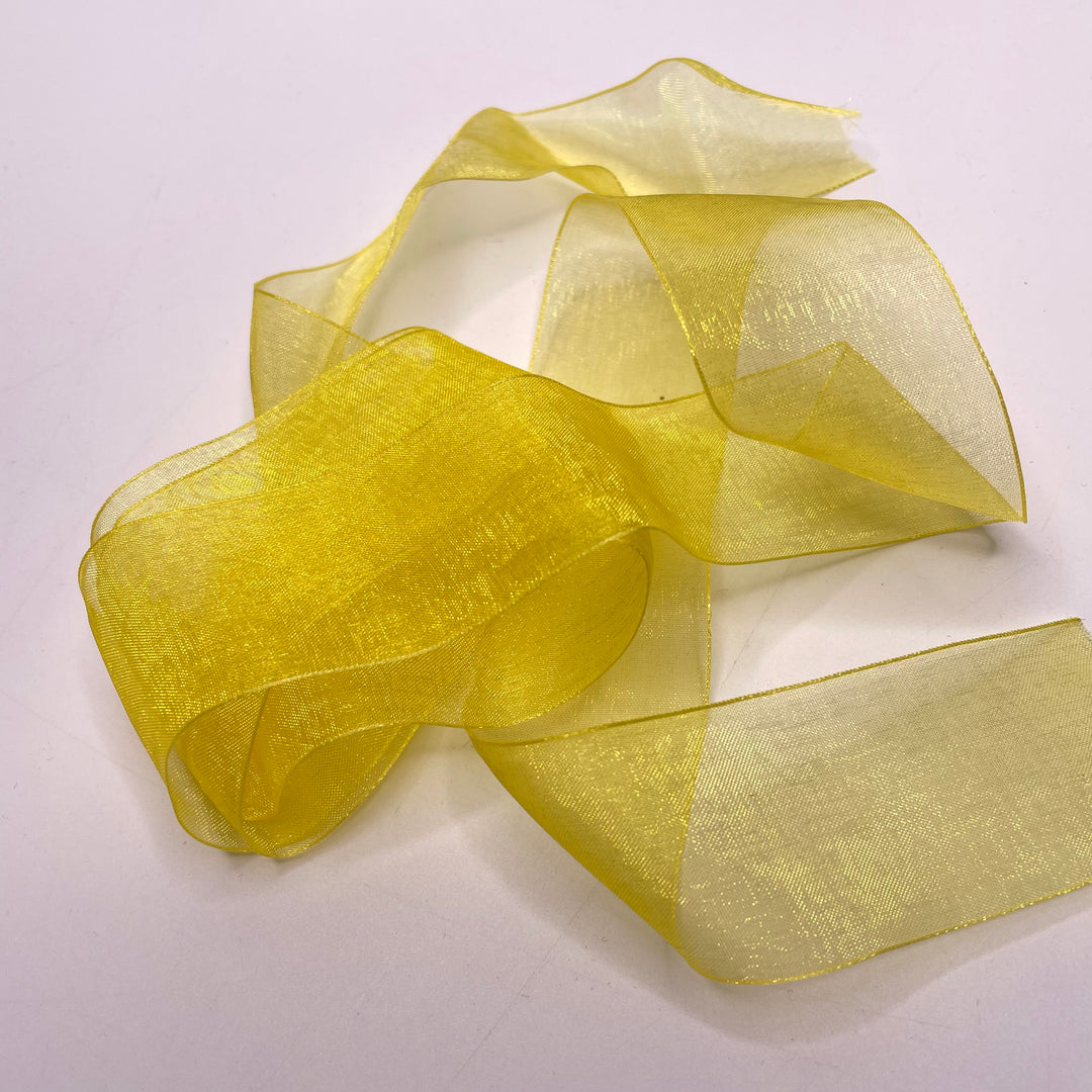 1 ½" (38mm) Chiffon  Ribbon Trim - Yellow - 1.2M Bundle