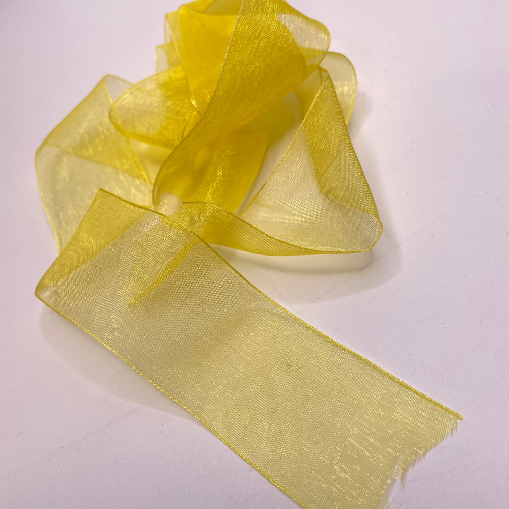 1 ½" (38mm) Chiffon  Ribbon Trim - Yellow - 1.2M Bundle