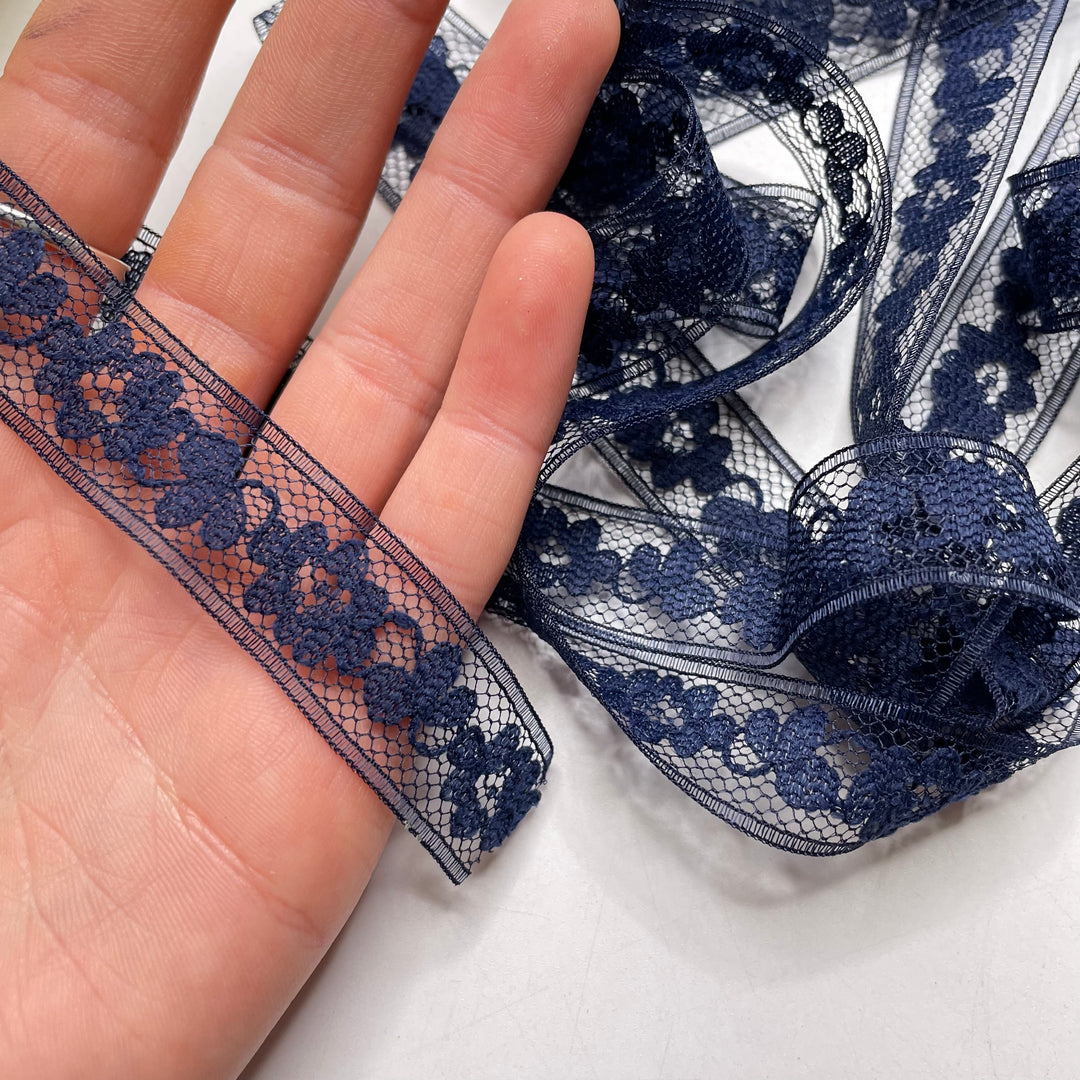 ¾" (19mm) Stretchy  Tape Trim - Navy - 2.5M Bundle