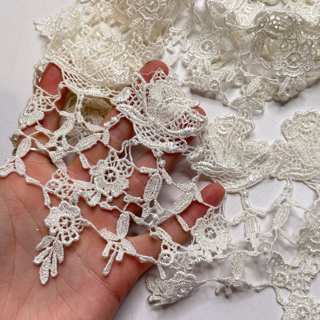 5" (127mm)  Crochet Lace Trim - Cream - 1.5M Bundle