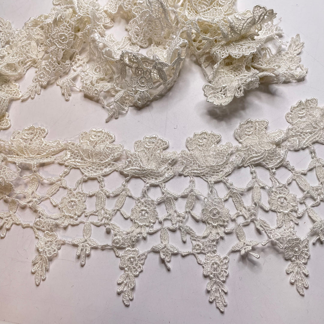 5" (127mm)  Crochet Lace Trim - Cream - 1.5M Bundle