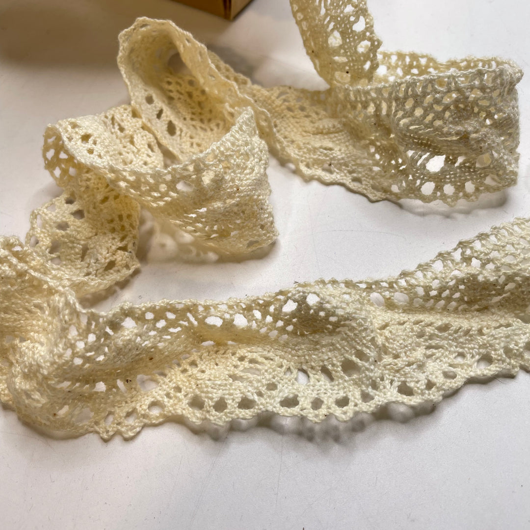 1 ½" (38mm)  Crochet Lace Trim - Light Beige - 1M