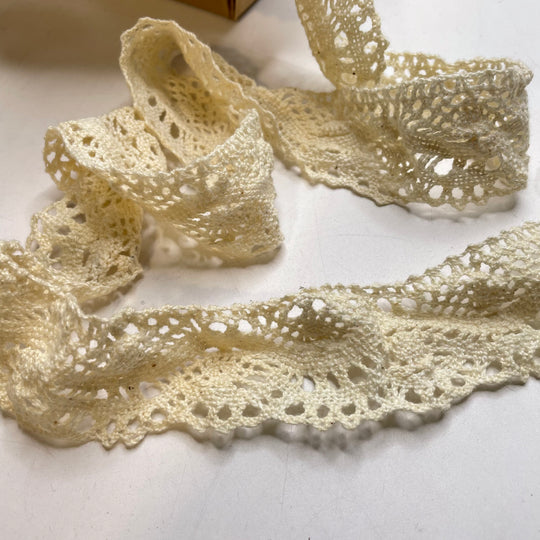 1 ½" (38mm)  Crochet Lace Trim - Light Beige - 1M