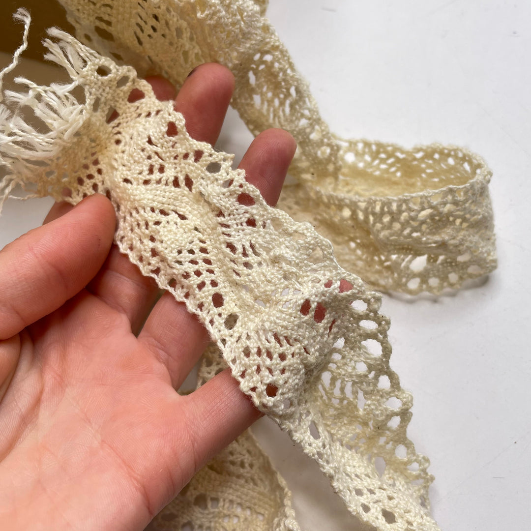 1 ½" (38mm)  Crochet Lace Trim - Light Beige - 1M