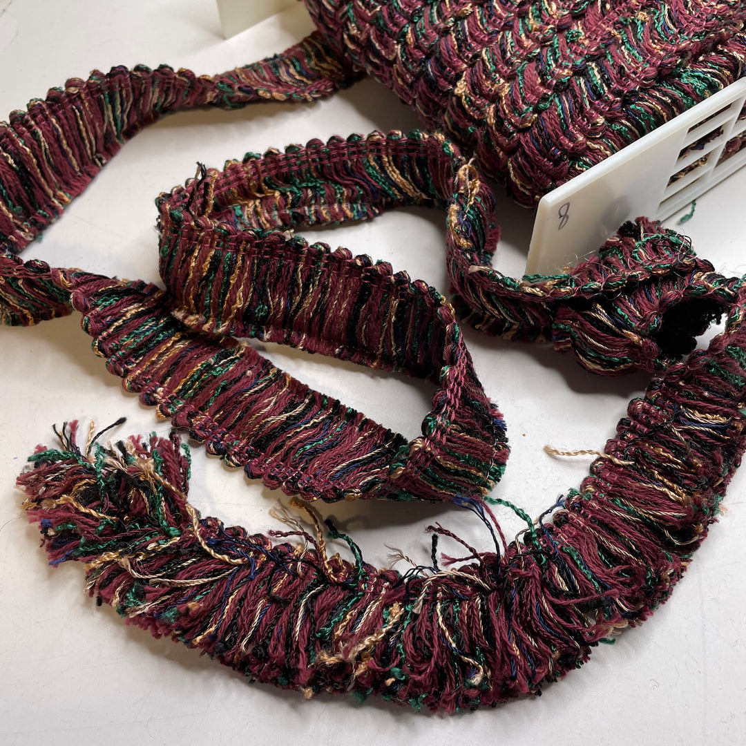 1 ½" (38mm)  Fringe  Tape Trim - Burgundy Multi - 1M