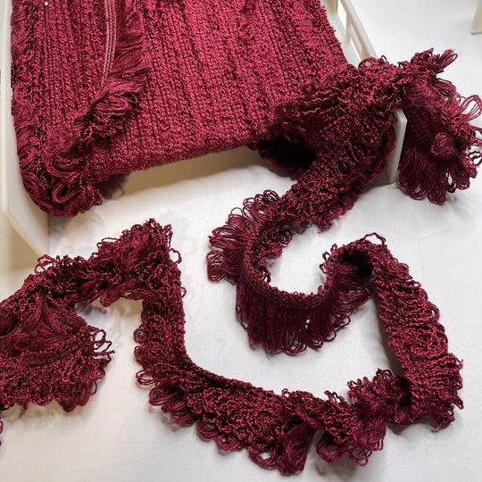 1 ¼" (32mm)  Fringe  Tape Trim - Burgundy - 1M