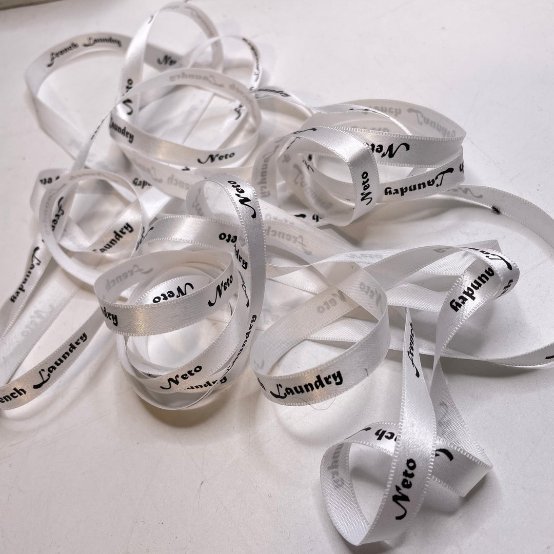 ⅜" (10mm)  Satin Ribbon Trim - White/Black - 4M Bundle