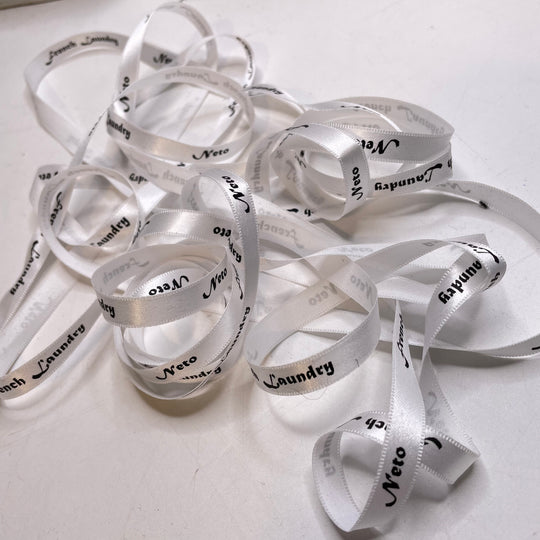 ⅜" (10mm)  Satin Ribbon Trim - White/Black - 4M Bundle