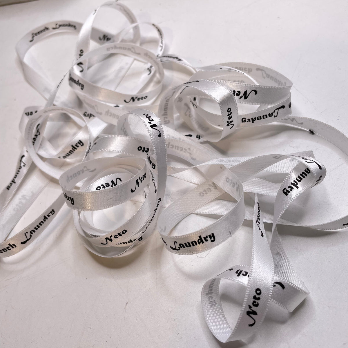 ⅜" (10mm)  Satin Ribbon Trim - White/Black - 4M Bundle