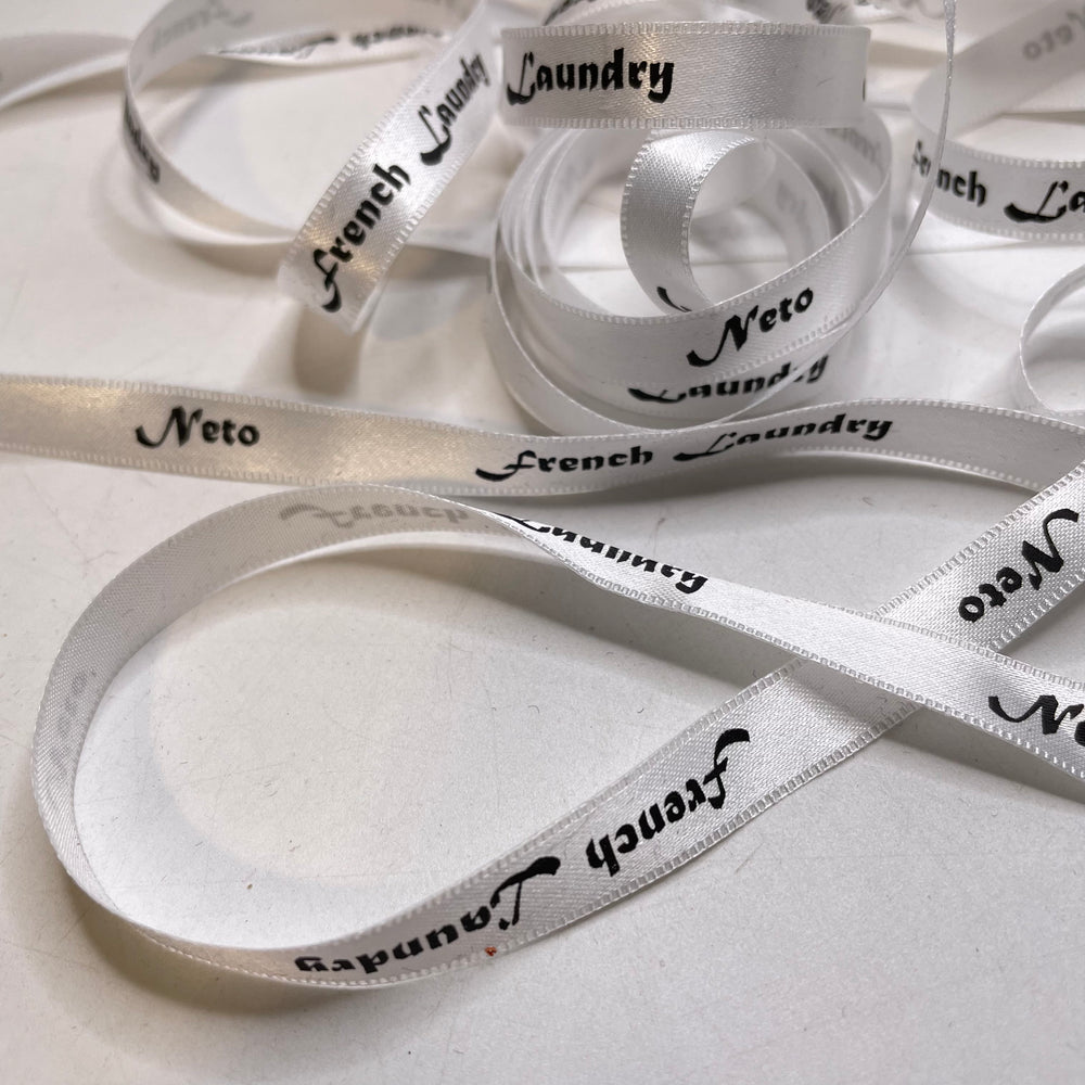 ⅜" (10mm)  Satin Ribbon Trim - White/Black - 4M Bundle