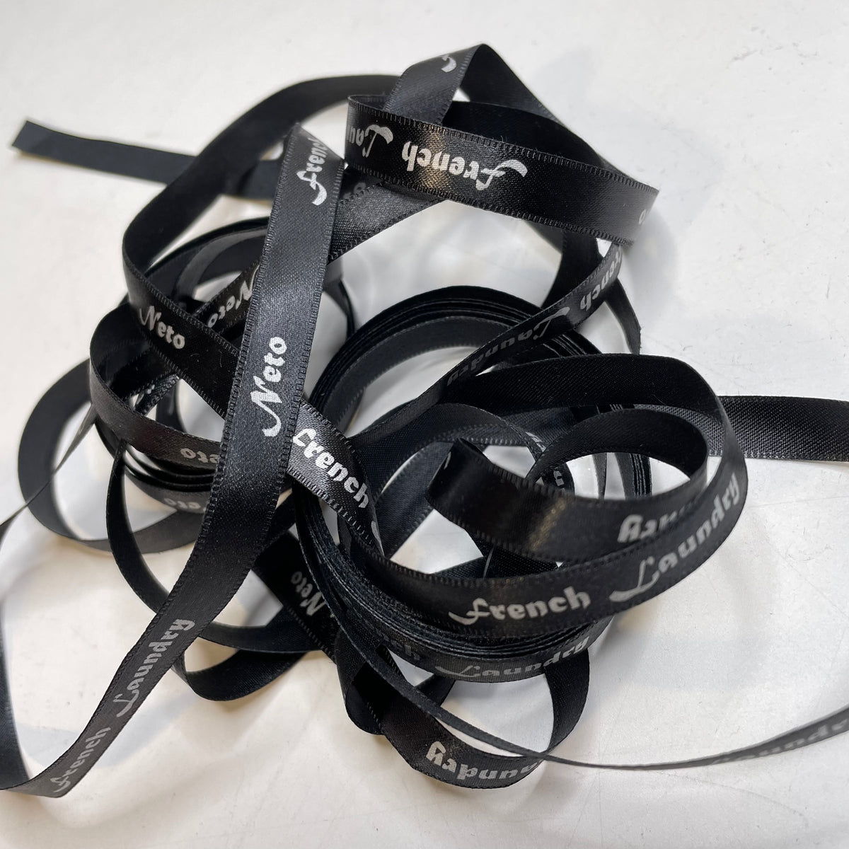 ⅜" (10mm)  Satin Ribbon Trim - Black/White - 4M Bundle