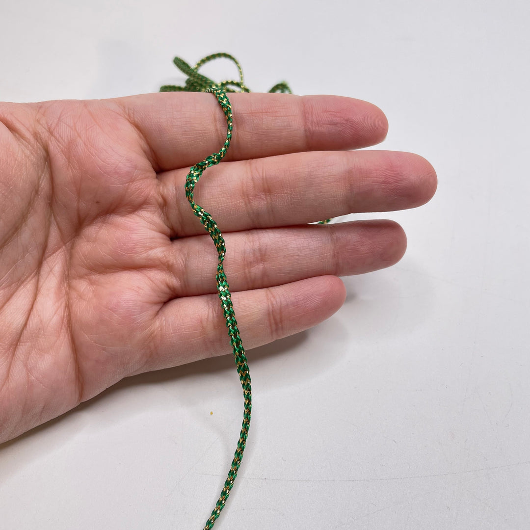 1/16" (2mm)   Braided Trim - Green/Gold - 2.9M Bundle
