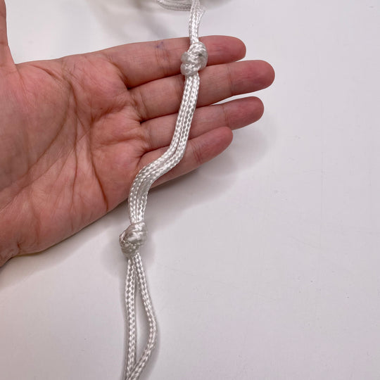 ⅜" (10mm) Knots Tied Every 10 Cm Rope Cording Trim - White - 7.5M Bundle