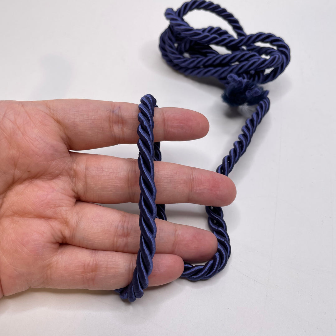 ⅜" (10mm)  Braided Cording Trim - Navy - 1.3M Bundle