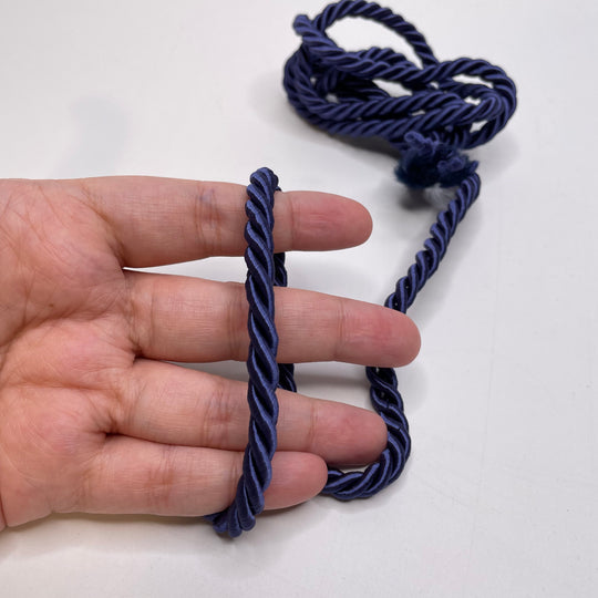 ⅜" (10mm)  Braided Cording Trim - Navy - 1.3M Bundle
