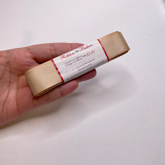 1" (25mm)   Ribbon Trim - Light Beige - Roll