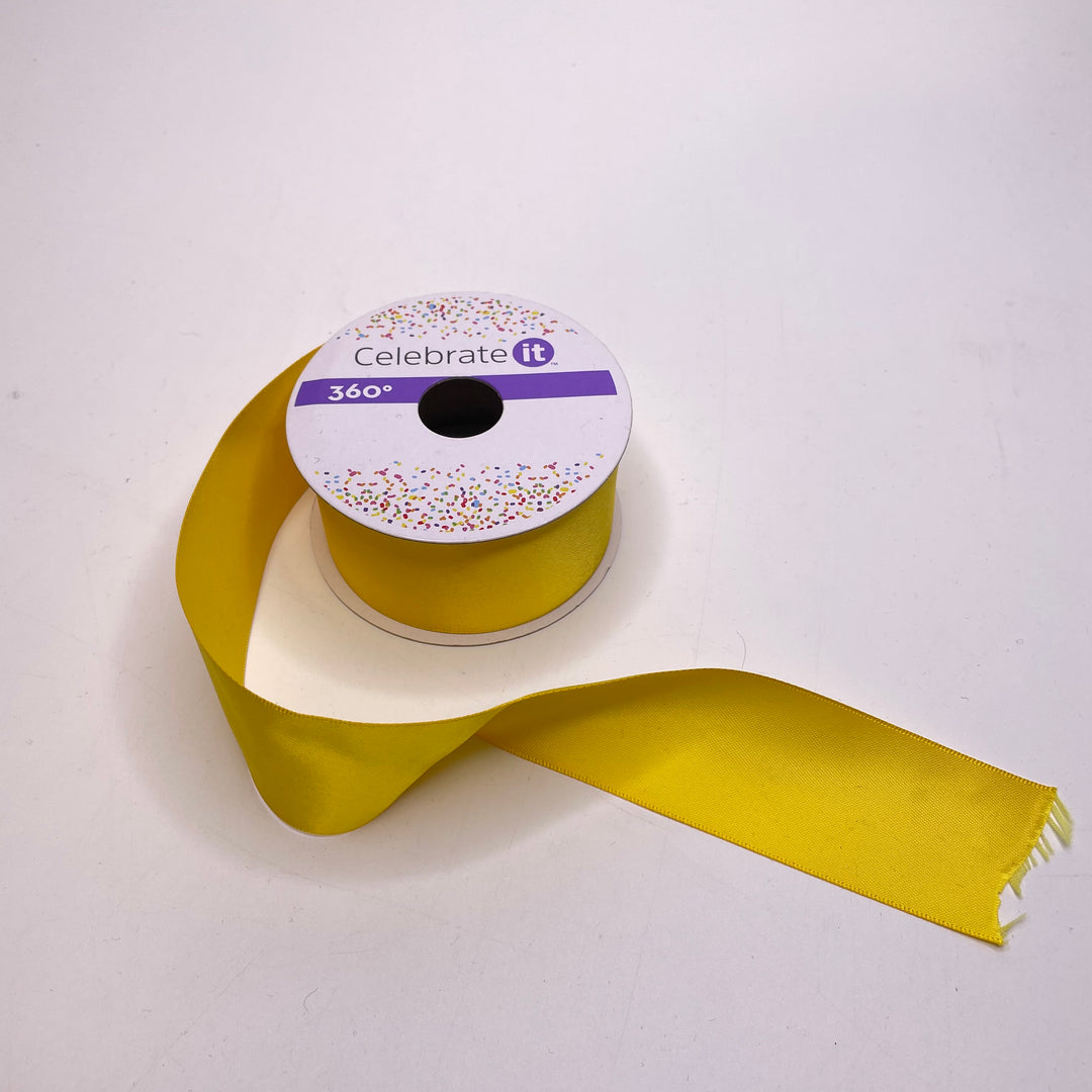1 ½" (38mm)  Satin Ribbon Trim - Yellow - Roll