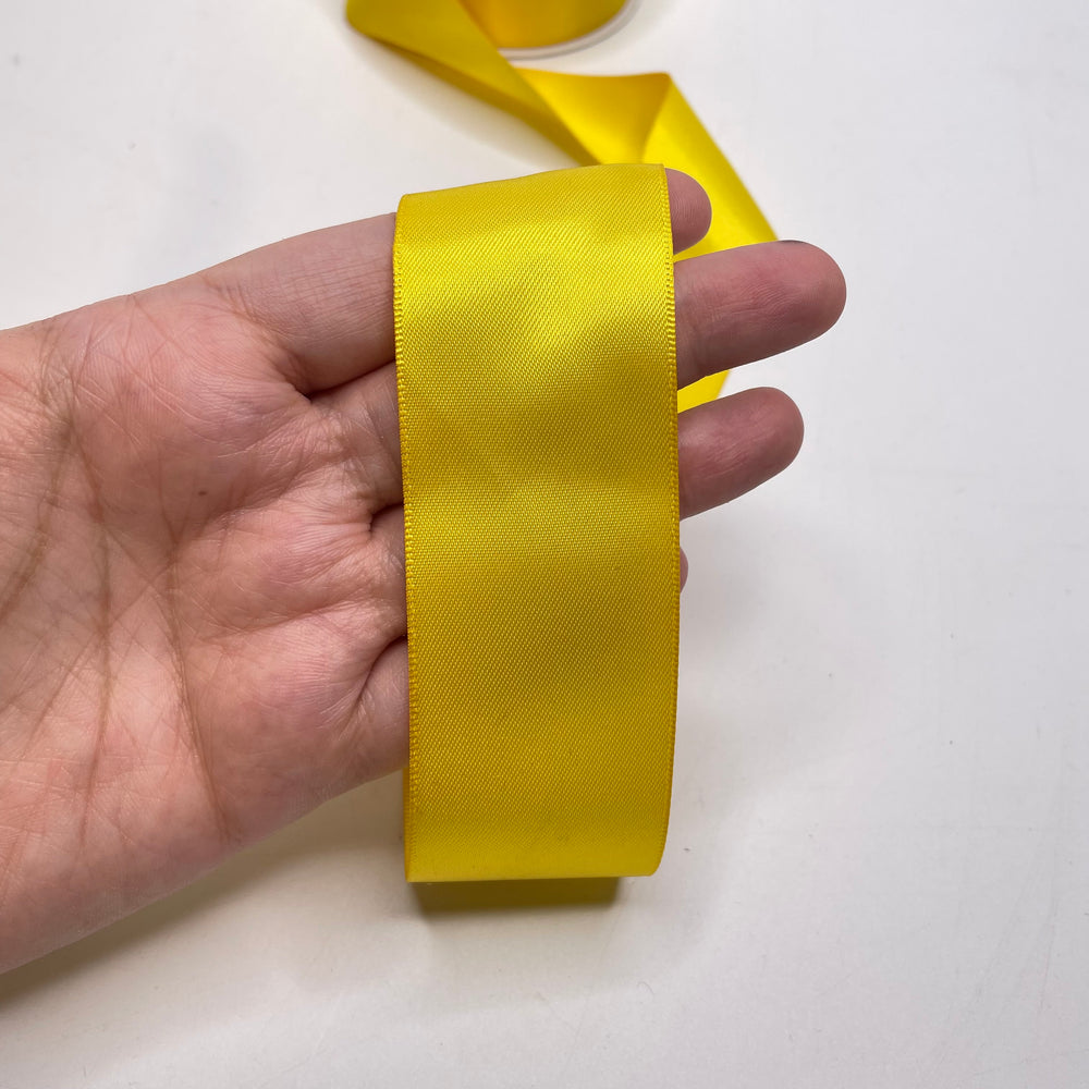 1 ½" (38mm)  Satin Ribbon Trim - Yellow - Roll