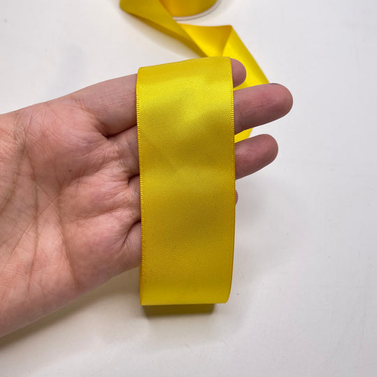 1 ½" (38mm)  Satin Ribbon Trim - Yellow - Roll