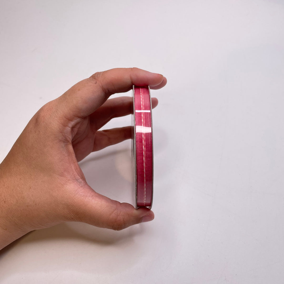 ⅜" (10mm)   Ribbon Trim - Pink/White - Roll