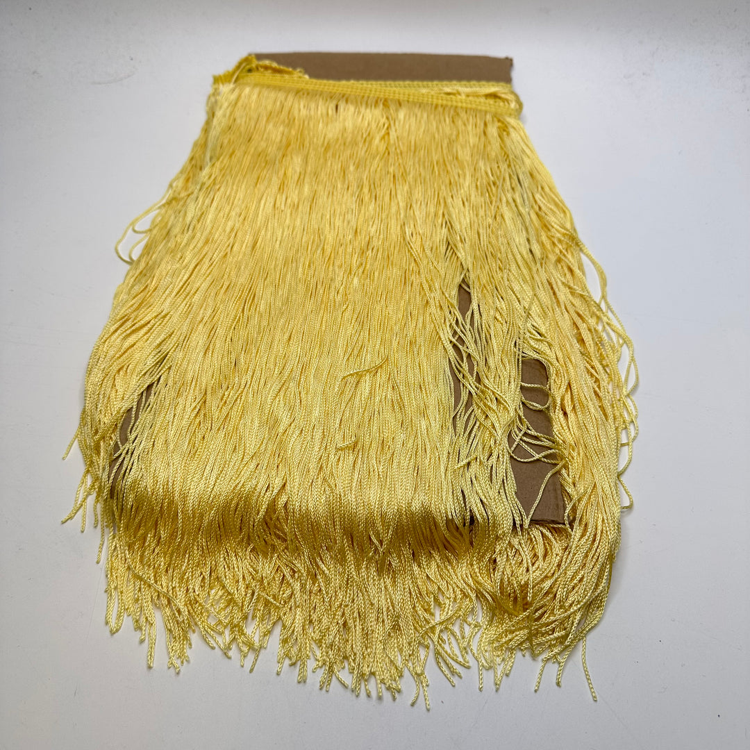 15" (381mm)  Fringe Braided Cording Trim - Light Yellow - 1M
