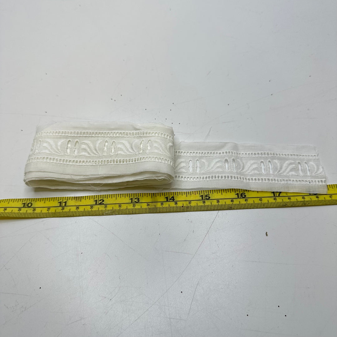 1 ⅝" (42mm) Embroidered  Tape Trim - White - 2M Bundle