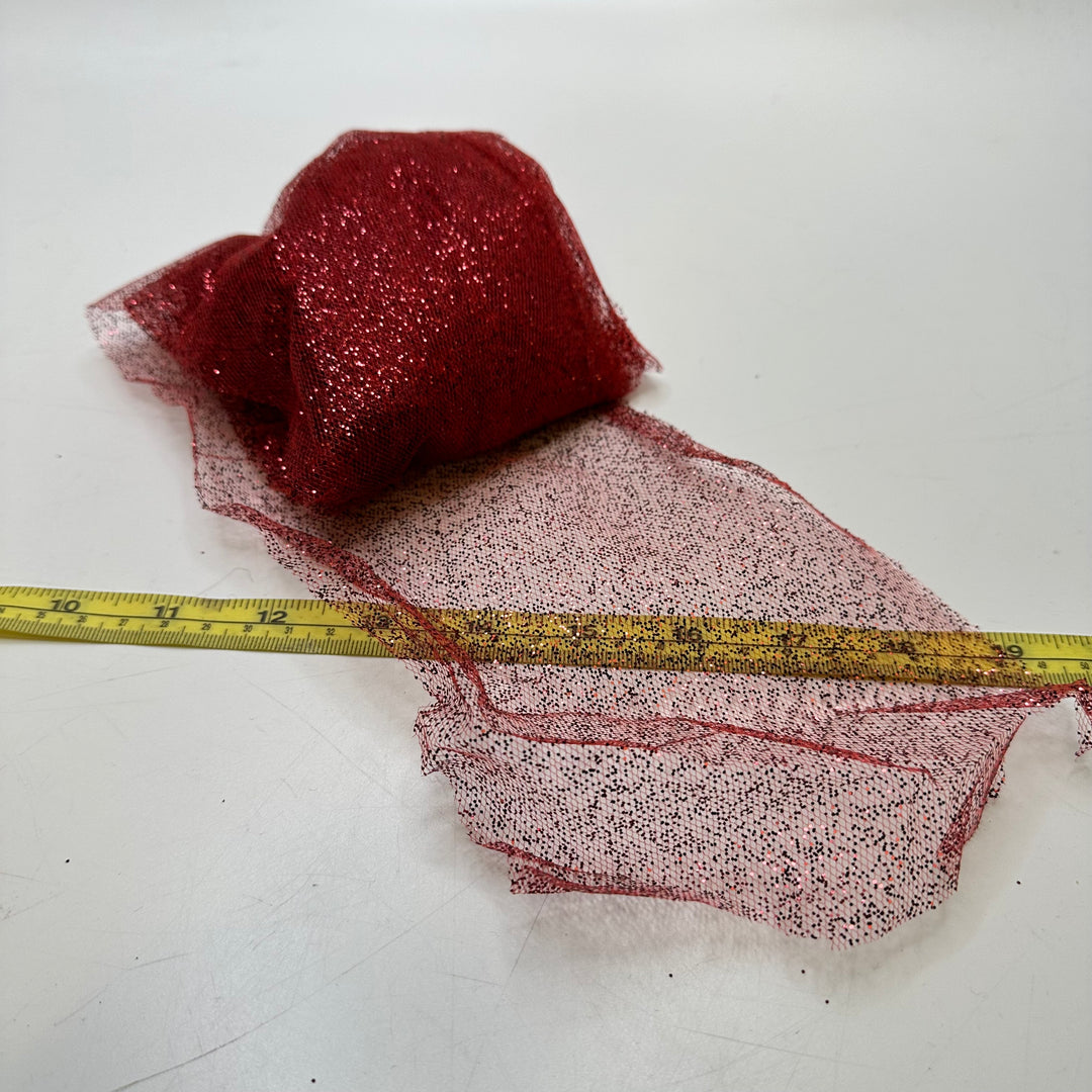 5 9/10" (150mm)   Tulle Trim - Red - 3M Bundle
