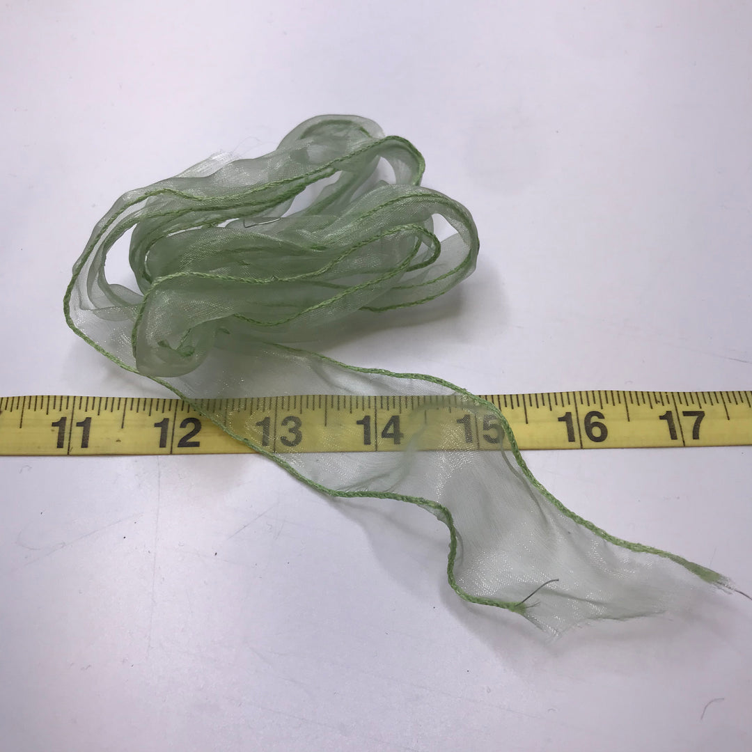 1 ⅖" (36mm) Wired  Ribbon Trim - Light Green - 1M Bundle