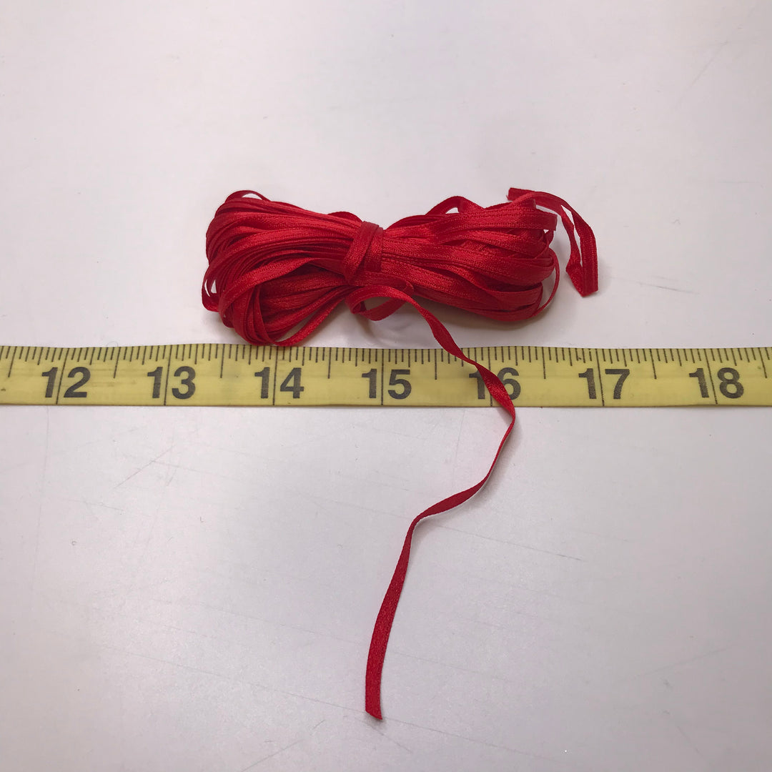 ⅑" (3mm)  Satin Ribbon Trim - Red - 7.2M Bundle