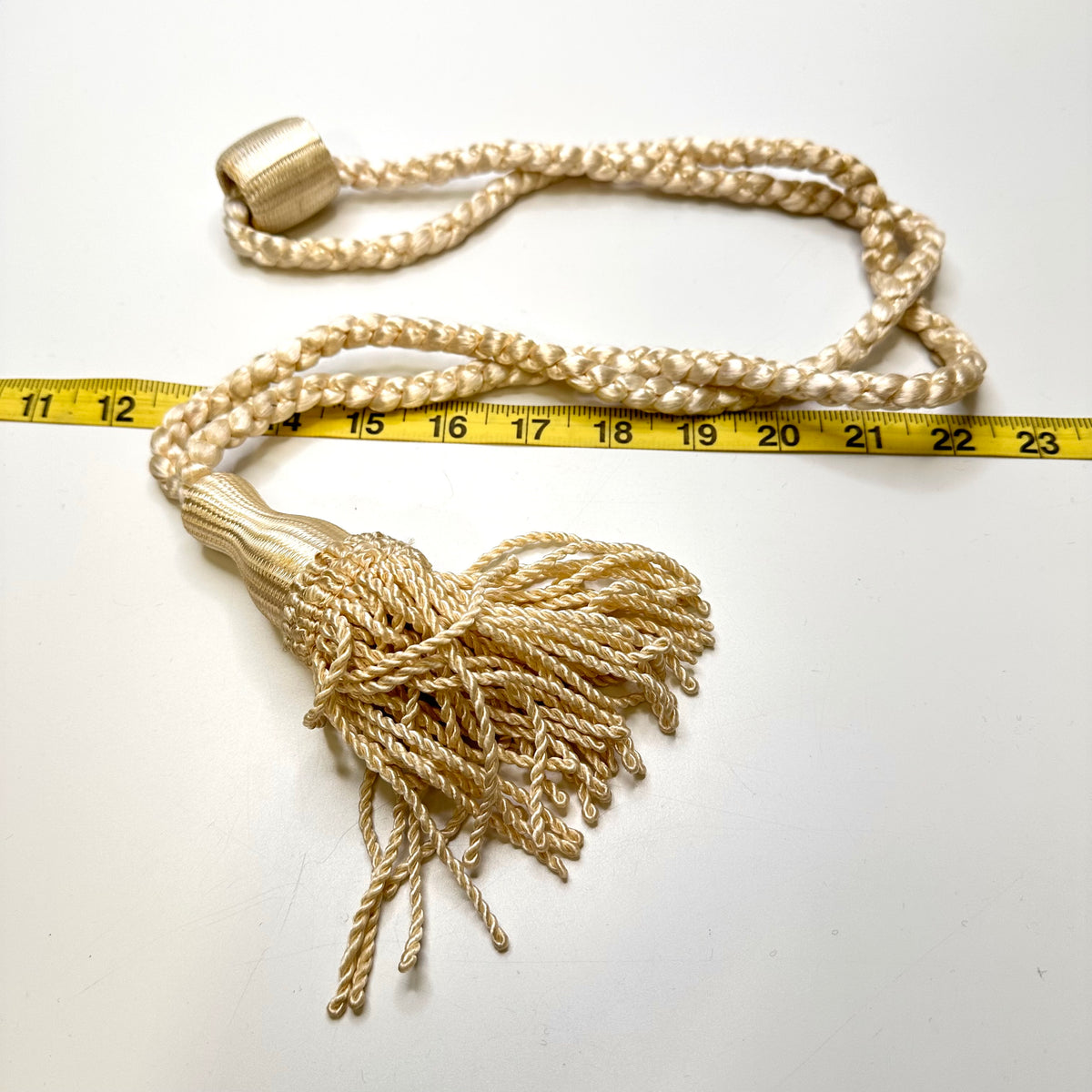¾" (20mm)  Tassel Braided Cording Trim - Dark Cream - 0.75M Bundle