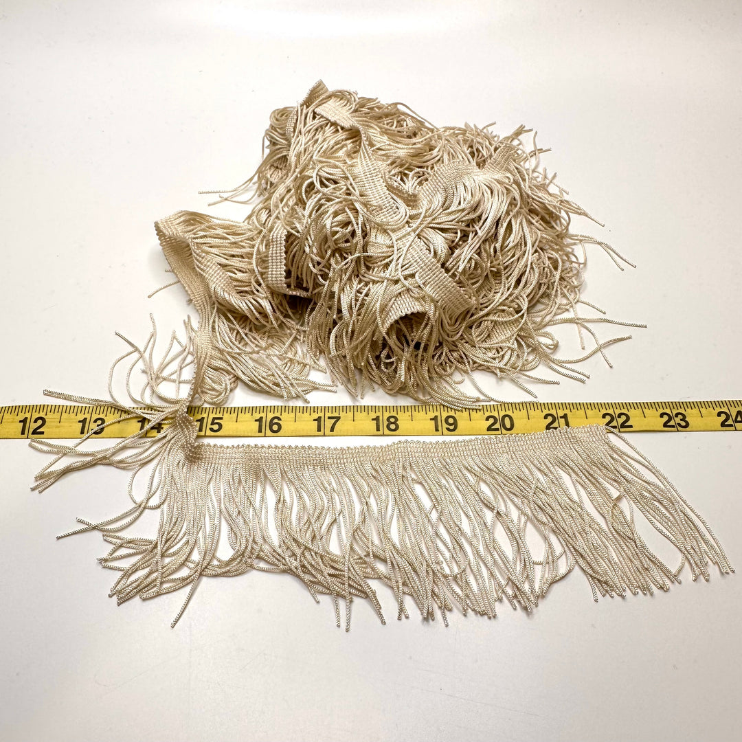 3 ⅐" (80mm)  Fringe Braided Tape Trim - Dark Cream - 5.3M Bundle