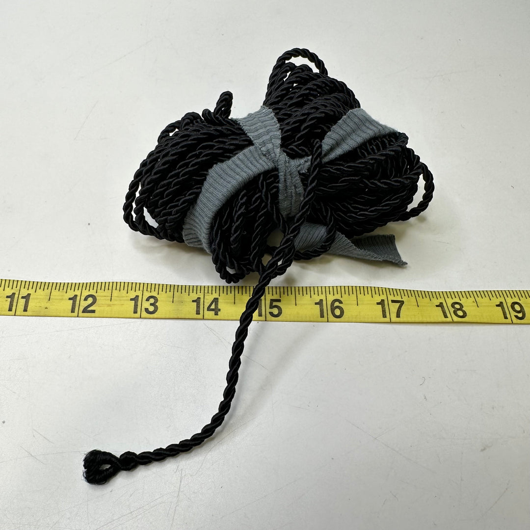 ⅑" (3mm)  Rope Cording Trim - Black - 9.9M Bundle