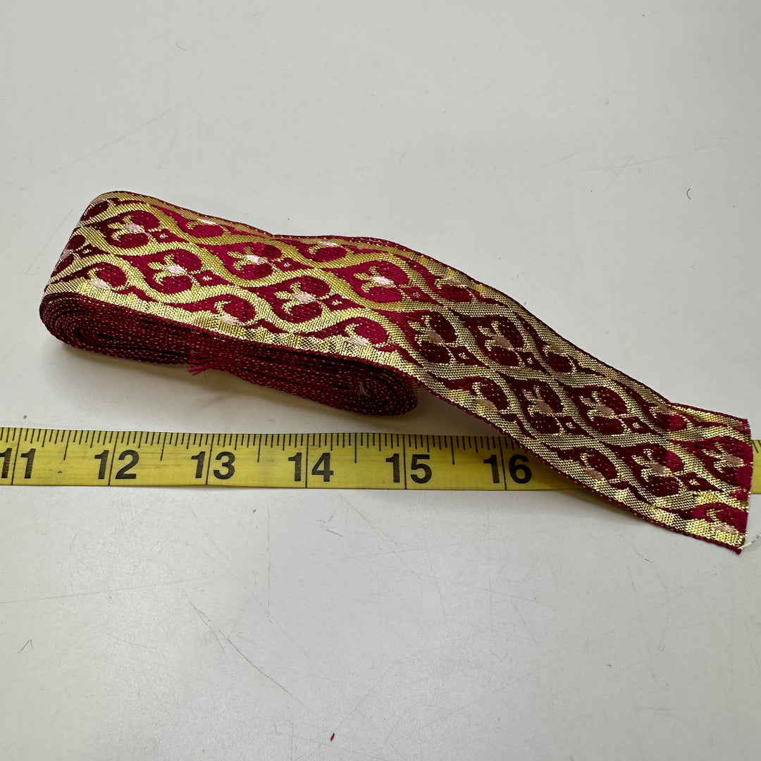 1 ½" (38mm)   Tape Trim - Dark Pink/Gold - 5.2M Bundle