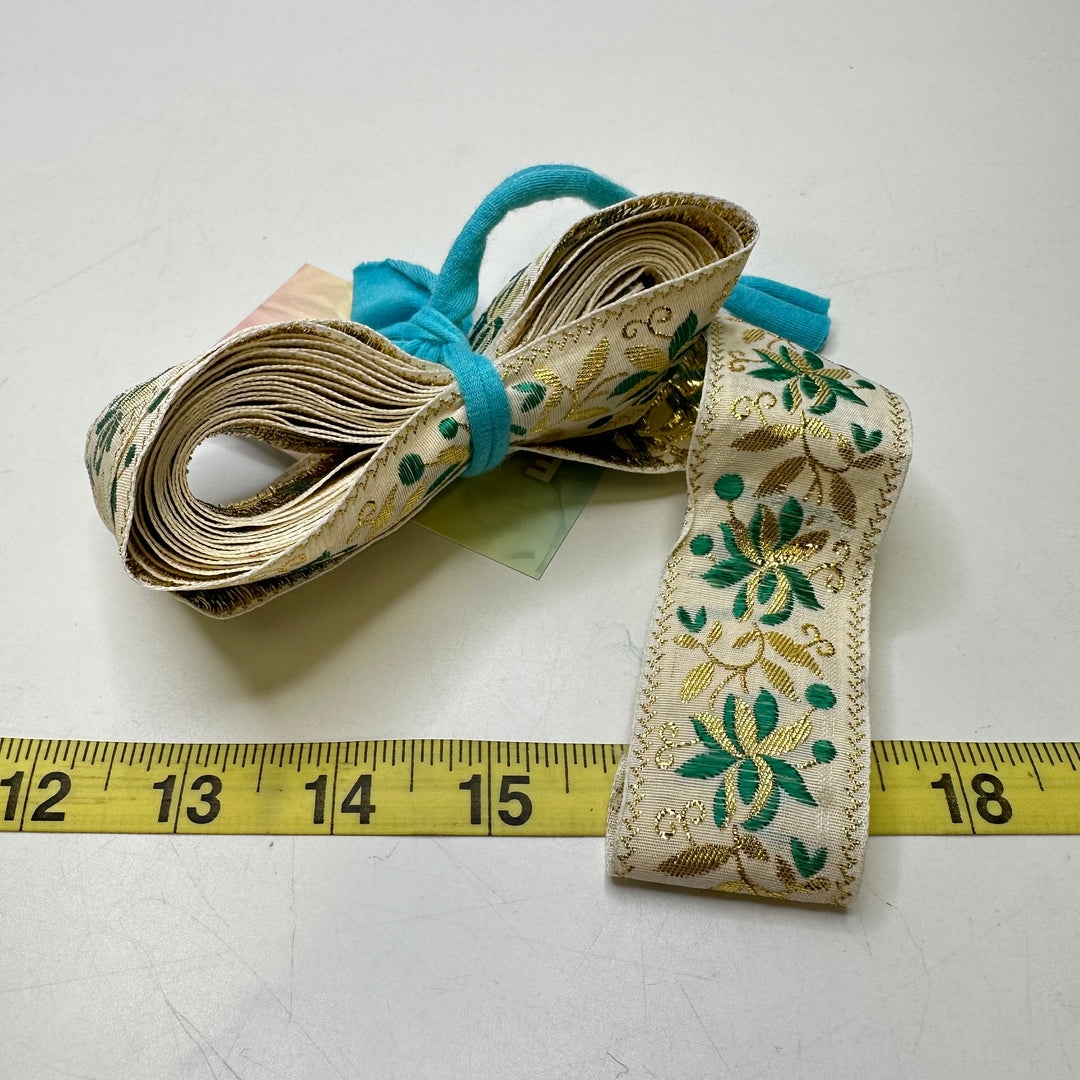 1 ⅖" (36mm)   Tape Trim - White/Green - 4M Bundle