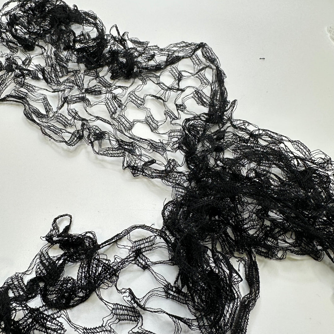 10" (254mm) Stretchy Mesh Lace Trim - Black - 1M Bundle