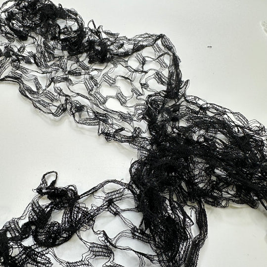 10" (254mm) Stretchy Mesh Lace Trim - Black - 1M Bundle