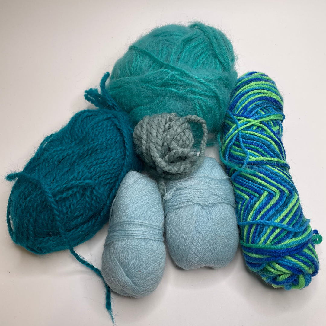 Multi Blue Grab Bag Yarn - Blue Multi - 6 Pack